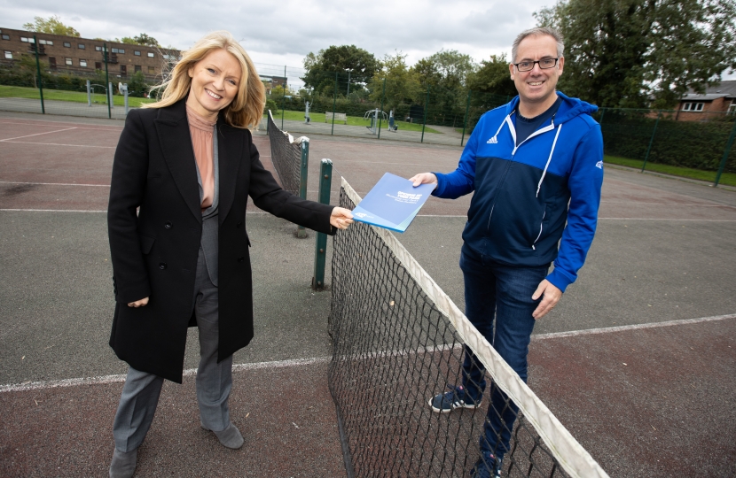 Esther McVey in Handforth with the Lawn Tennis Association