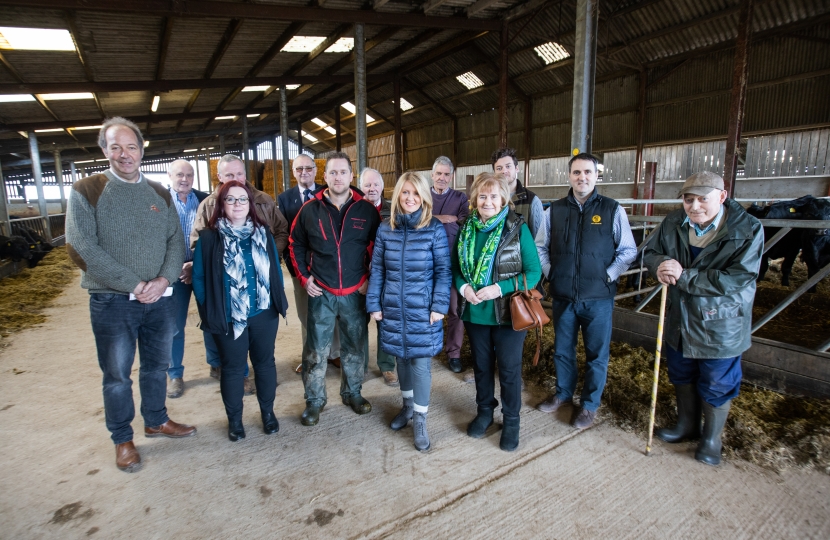 Esther McVey at a meeting with the local branch of the NFU