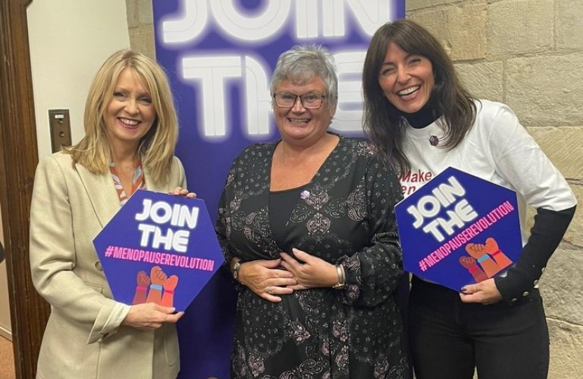 Esther McVey with Carolyn Harris MP and Davina McCall